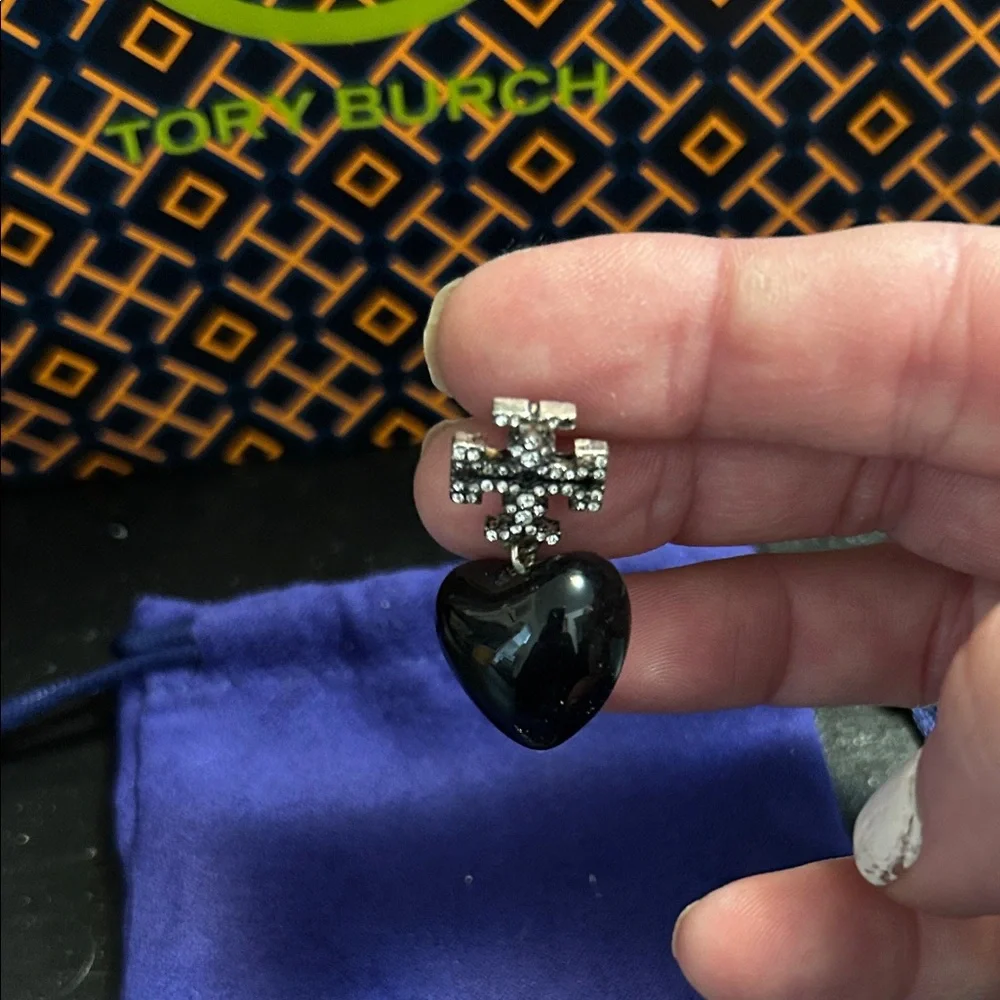 Tory Burch Kira Pave Black and Silver Stud Earrings
